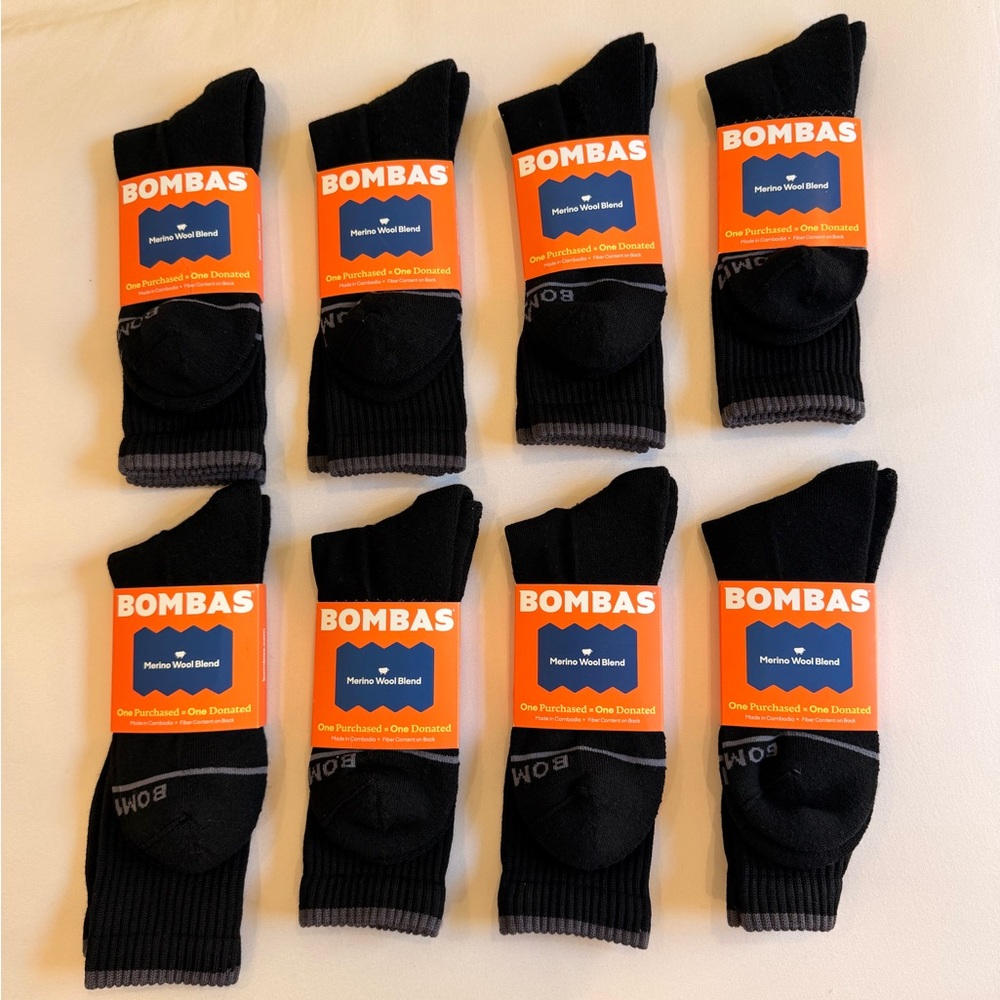 Bombas Women’s Black Merino Wool Blend Crew Socks - 4 Pack